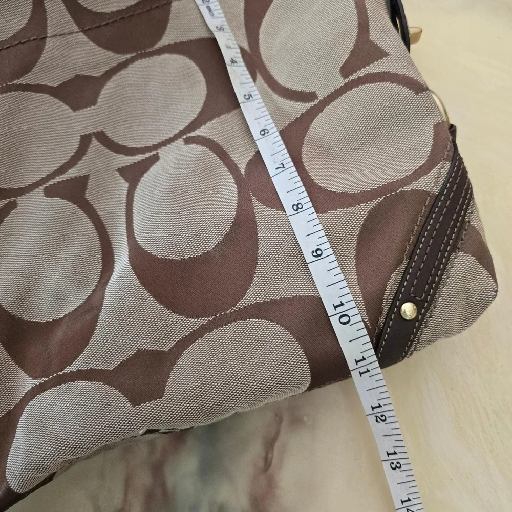 Coach Carly Signature Jacquard Hobo Bag Brown Tan Leather Trim 12873 Y2K